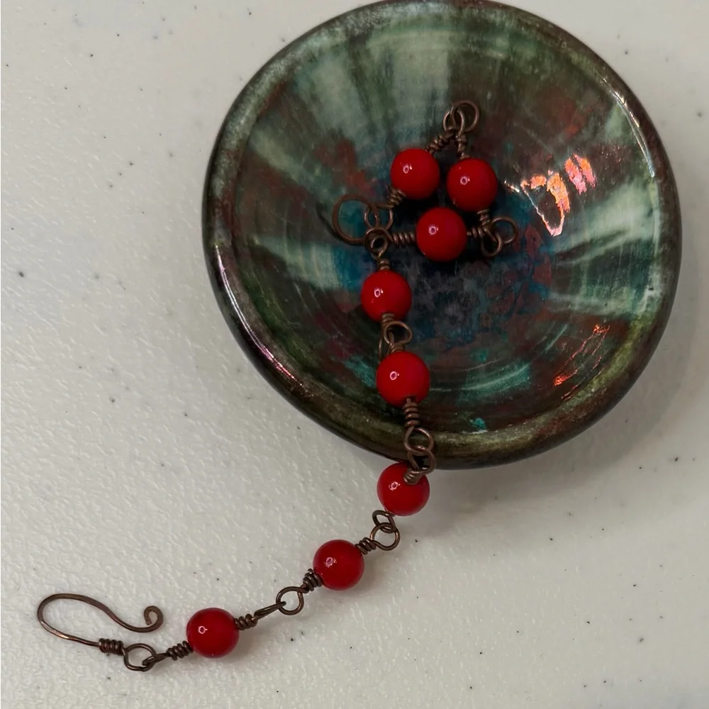 Handmade Beaded‎ Copper Wire Wrap Bracelet Anklet Hammered Boho Fairy Indie